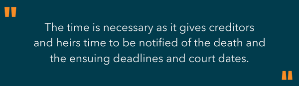 highlighted text - the time is necessary as it gives creditors and heirs time to be notified