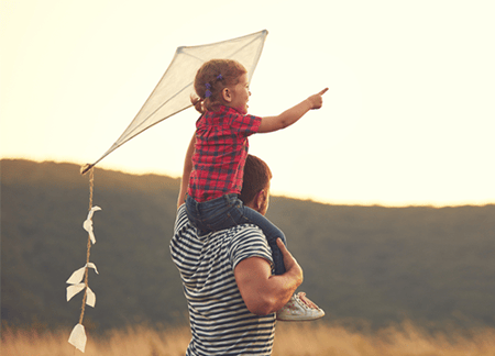 Child holding kite