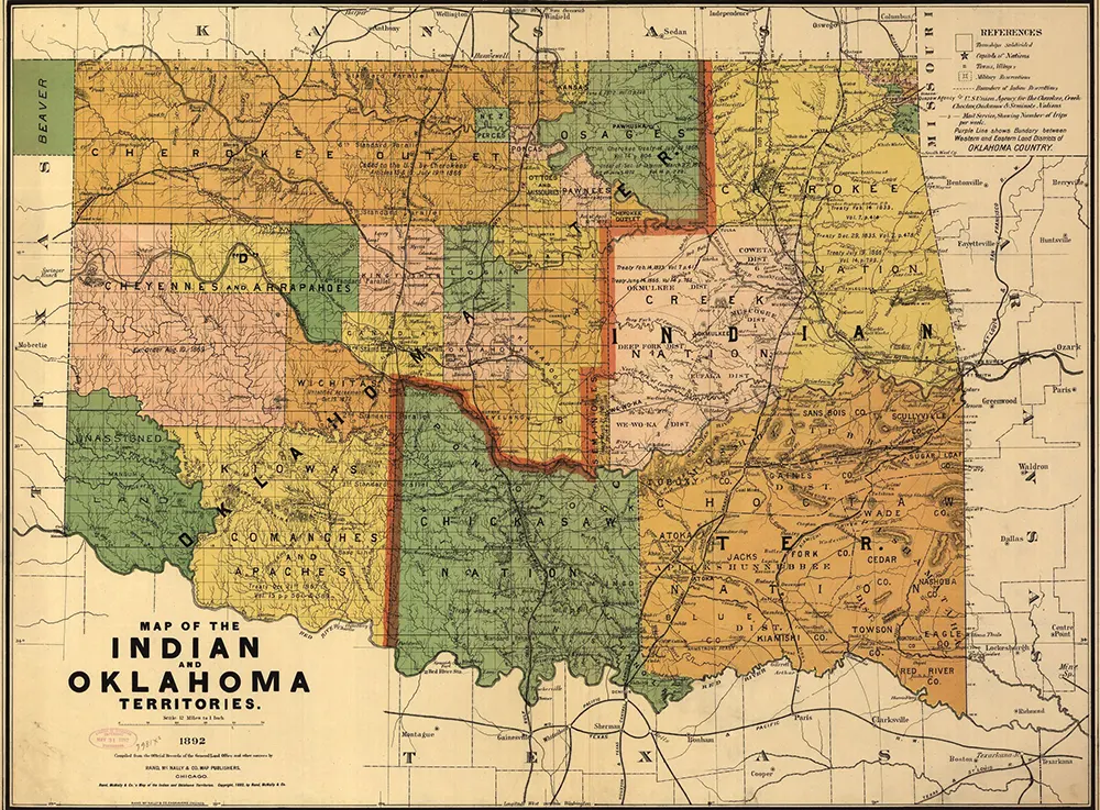 Old map of Oklahoma